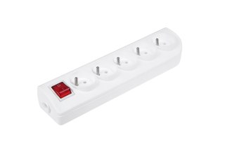 Gniazdo przedłużacza x 5 z uziemieniem i wyłącznikiem białe GN-50W ELGOTECH