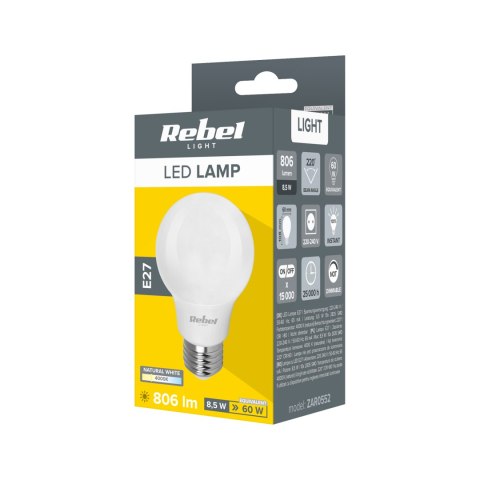 Lampa LED Rebel A60 8,5W E27 4000K, 230V Rebel