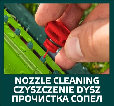 Zraszacz oscylacyjny, powierzchnia zraszania 15 x 19 m, 18 dyszy zraszających, igła do udrażniania dysz VERTO