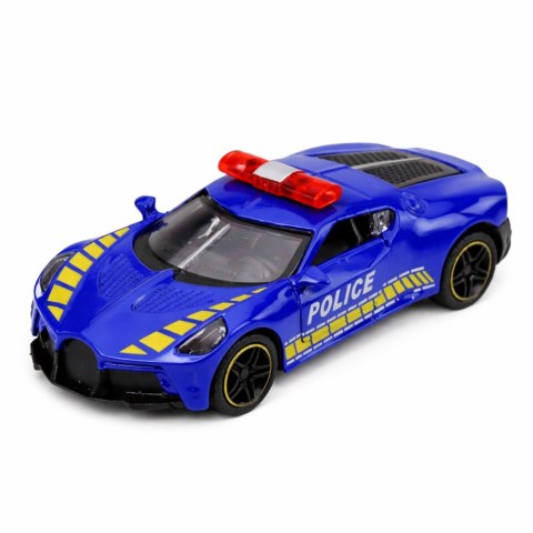 Autko Sportowe Policyjne Samochód Z Napędem Metalowy Niebieski 1:43 LEAN TOYS