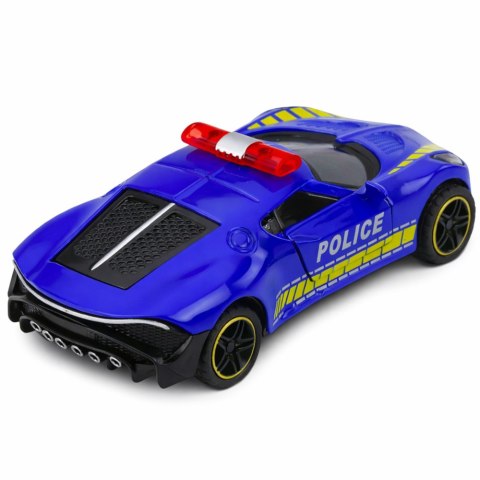 Autko Sportowe Policyjne Samochód Z Napędem Metalowy Niebieski 1:43 LEAN TOYS