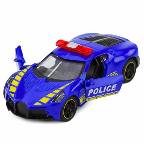 Autko Sportowe Policyjne Samochód Z Napędem Metalowy Niebieski 1:43 LEAN TOYS