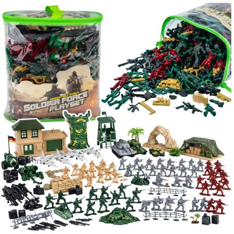 Baza Wojskowa Figurki Żołnierzyki Pojazdy Duży Zestaw Militarny 300 el. LEAN TOYS