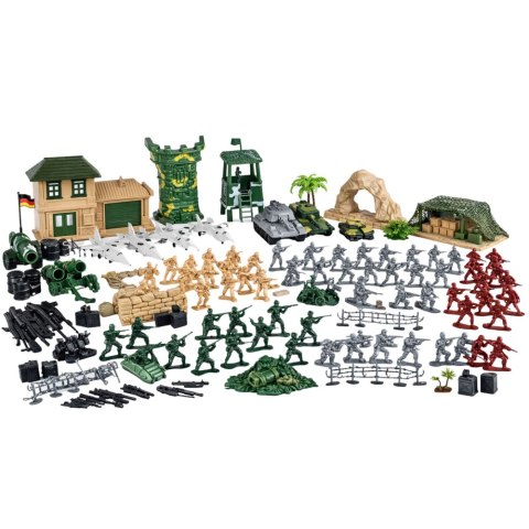 Baza Wojskowa Figurki Żołnierzyki Pojazdy Duży Zestaw Militarny 300 el. LEAN TOYS