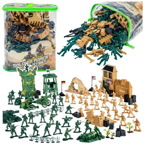 Baza Wojskowa Figurki Żołnierzyki Pojazdy Duży Zestaw Militarny 400 el. LEAN TOYS