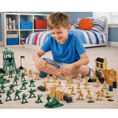Baza Wojskowa Figurki Żołnierzyki Pojazdy Duży Zestaw Militarny 400 el. LEAN TOYS