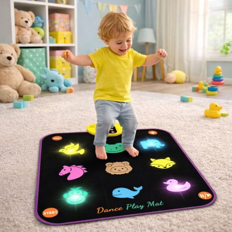 Mata Taneczna Muzyczna Zwierzęta 5 Trybów 3 Poziomy Trudności Światła LEAN TOYS