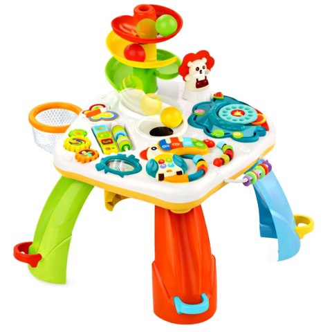 Stolik Edukacyjny Interaktywne Pianinko Zjeżdżalnia Dla Piłek Ruchome El. LEAN TOYS