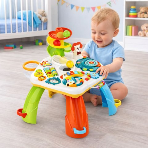 Stolik Edukacyjny Interaktywne Pianinko Zjeżdżalnia Dla Piłek Ruchome El. LEAN TOYS