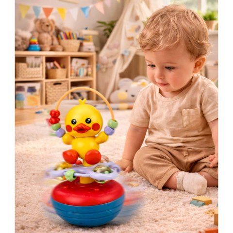 Wańka Wstańka Kaczuszka Edukacyjna Interaktywna Dźwięki Grzechotka Żółta LEAN TOYS