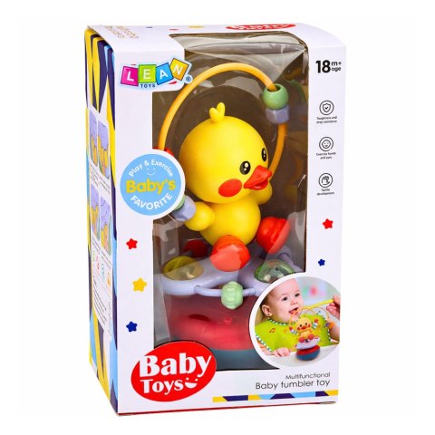 Wańka Wstańka Kaczuszka Edukacyjna Interaktywna Dźwięki Grzechotka Żółta LEAN TOYS