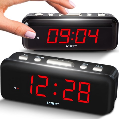 Budzik zegar elektroniczny alarm cyfrowy led 24h RTO