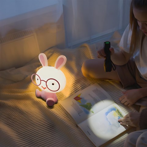 Lampa lampka biurkowa nocna dla dzieci królik różowy e024 RTO