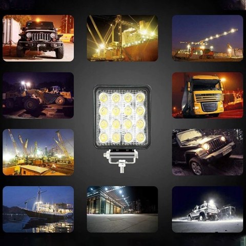 Lampa robocza halogen led 48w szperacz naświetlacz wodoodporna 16 diod RTO