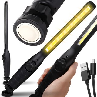 Lampa warsztatowa latarka robocza akumulatorowa led cob 8w korpus obrotowy RTO