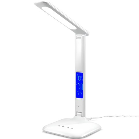 Lampka led biurkowa 5 trybów światła ładowarka ekran lcd budzik zegar temp RTO