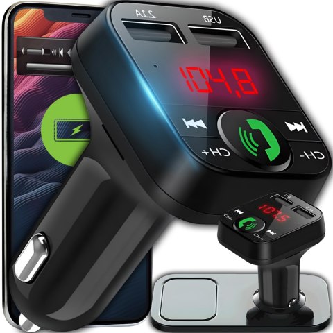 Transmiter bluetooth samochodowy fm ładowarka odbiornik audio 2x usb sd mp3 -e089 RTO
