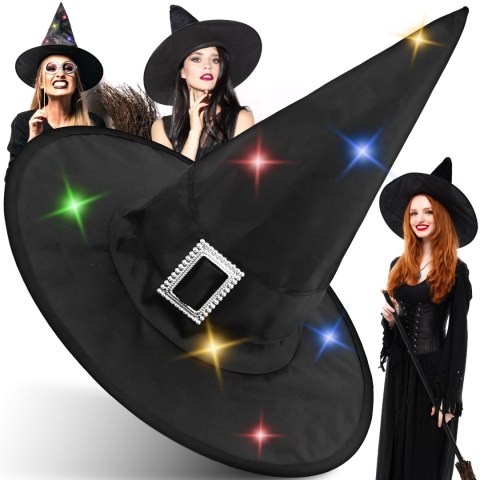 Czapka wiedźmy led kapelusz czarownicy na halloween karnawał cosplay -o289 swiecaca RTO