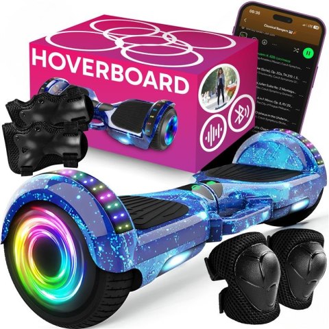 Hoverboard 10' cali deskorolka elektryczna led deska głośniki bt 10 cali ochraniacze - niebieska e031-2 RTO