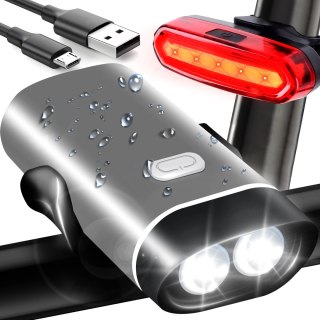 Lampka rowerowa światło przód tył led na kierownicę rower mocna usb jasna s093 RTO