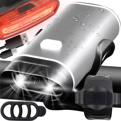 Lampka rowerowa światło przód tył led na kierownicę rower mocna usb jasna s093 RTO