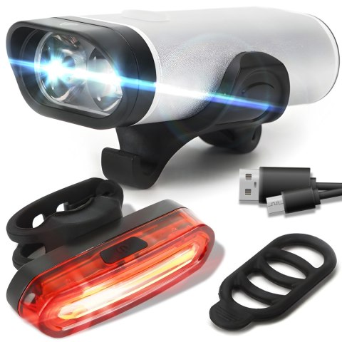 Lampka rowerowa światło przód tył led na kierownicę rower mocna usb jasna s093 RTO