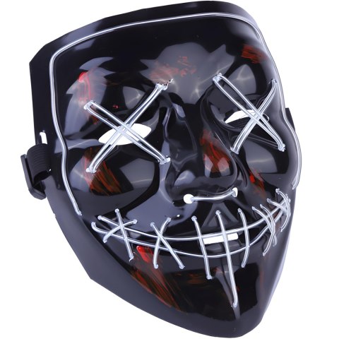 Maska led świecąca ledowa halloween impreza purge - biała RTO