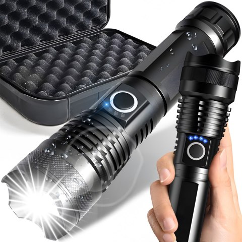 Mocna latarka taktyczna led xhp90 zoom survivalowa cree zasilana na baterie -e953 RTO