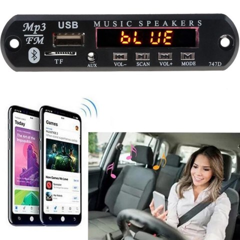 Moduł bluetooth odtwarzacz transmiter do samochodu mp3 aux usb fm pilot -e356 RTO