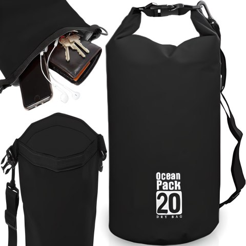Worek wodoodporny wodoszczelna torba na kajak 20l-czarny s147 RTO