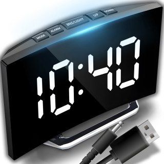 Zegar elektroniczny budzik lustro stojący wyświetlacz led termometr -e183 RTO