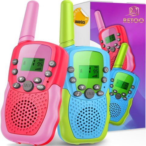 2x walkie talkie dla dzieci krótkofalówka 2 sztuki zestaw łoki toki latarka RTO
