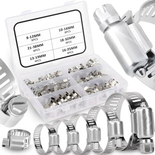 34x zestaw opaska zaciskowa skręcana metalowa ślimakowa 16-32mm + organizer RTO