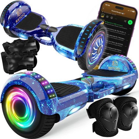 Deskorolka elektryczna hoverboard 6,5' cala deska bluetooth głośniki 250w - niebieska e031-1 RTO