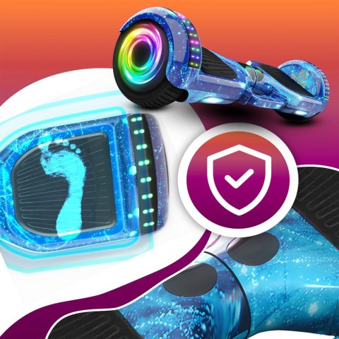 Deskorolka elektryczna hoverboard 6,5' cala deska bluetooth głośniki 250w - niebieska e031-1 RTO