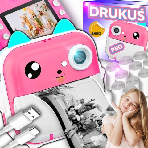 Drukarka termiczna mini kot 11 rolek do zdjęć notatek przenośna dla dzieci RTO
