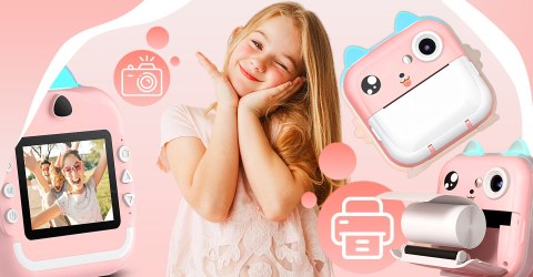 Drukarka termiczna mini kot 11 rolek do zdjęć notatek przenośna dla dzieci RTO
