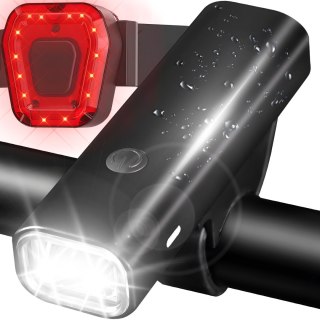 Latarka rowerowa lampka led przód + tył na kierownicę usb akumulatorowa zes RTO