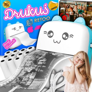 Mini drukarka termiczna drukuś oryginalny do zdjęć przenośna kotek 11 rolek -er1115 RTO
