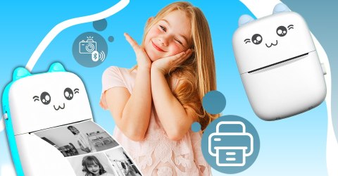 Mini drukarka termiczna drukuś oryginalny do zdjęć przenośna kotek 11 rolek -er1115 RTO