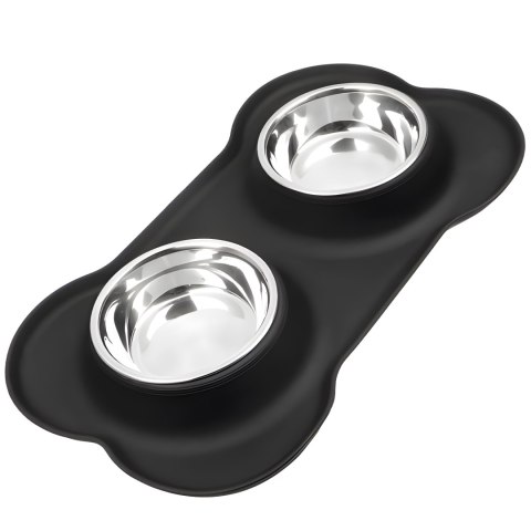 Miska podwójna dla psa kota antypoślizgowa + podstawka pod miski 2x400 ml RTO