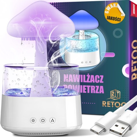 Nawilżacz powietrza dyfuzor aromaterapia lampka led chmurka grzybek deszcz RTO