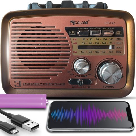 Radio kuchenne fm am budowalne przenośne na baterie bluetooth micro sd usb RTO