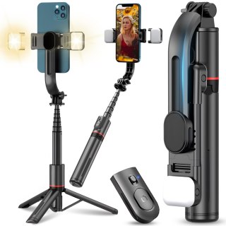 Selfie stick statyw kijek do telefonu z pilotem + 2x lampa led bluetooth tripod - er995 RTO