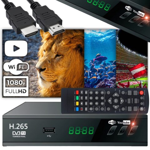 Dekoder tuner tv naziemnej usb 5v full hd dvb-t2 antena pilot + kabel hdmi - er1238 RTO