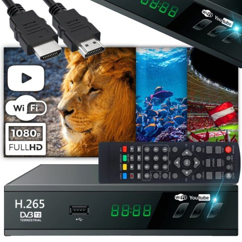 Dekoder tuner tv naziemnej usb 5v full hd dvb-t2 antena pilot + kabel hdmi - er1238 RTO