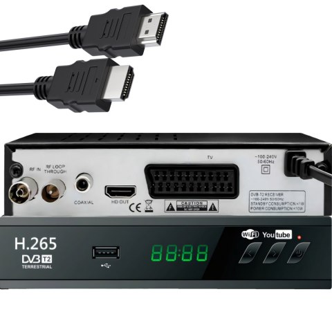 Dekoder tuner tv naziemnej usb 5v full hd dvb-t2 antena pilot + kabel hdmi - er1238 RTO