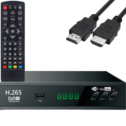 Dekoder tuner tv naziemnej usb 5v full hd dvb-t2 antena pilot + kabel hdmi - er1238 RTO