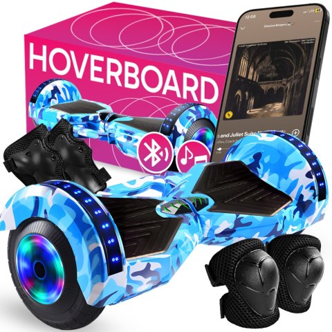 Hoverboard 8 cali deskorolka elektryczna led deska głośnik bt ochraniacze er033 RTO