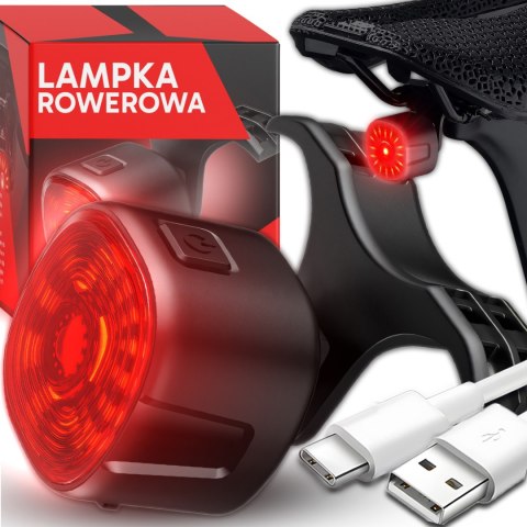 Lampka rowerowa tylna czerwona 250 mah usb-c wodoodporna oświetlenie er1031 RTO